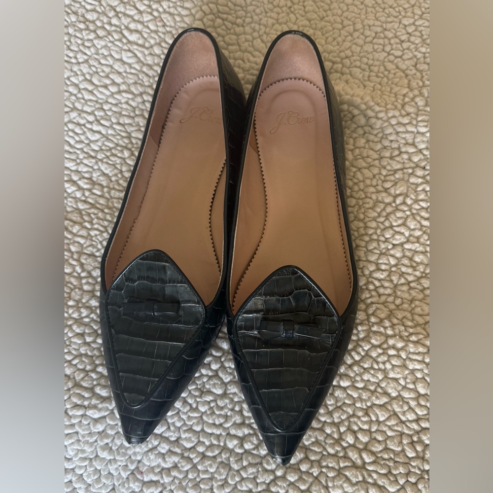J. Crew Dark Croc-Embossed Women's Loafers